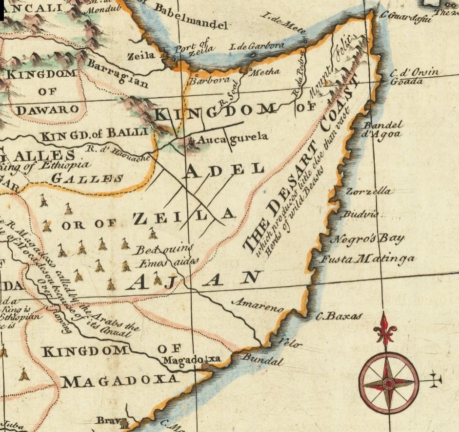 Carte de la région de Zeila vers 1744