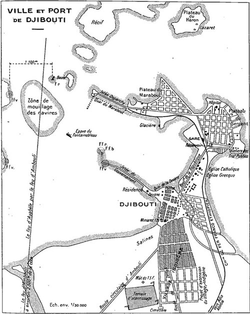 Carte du port de Djibouti en 1931.