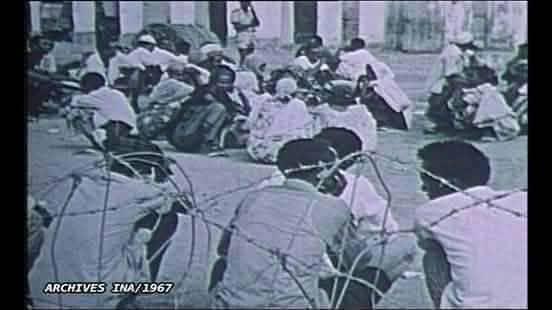 Manifestants arretés lors des émeutes du réferendum de 1967.